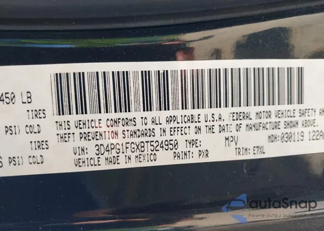 2011 Dodge Journey Mainstreet из США, поврежденный, VIN 3D4PG1FGXBT524950